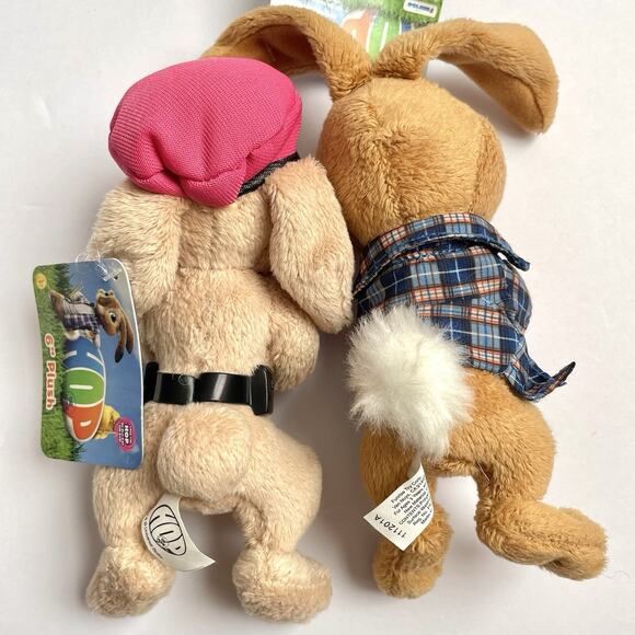 Hop The Movie Lot of 2 Mini Plush Bunny Rabbit 6" Boy Pink Beret Stuffed Animal - Picture 2 of 8